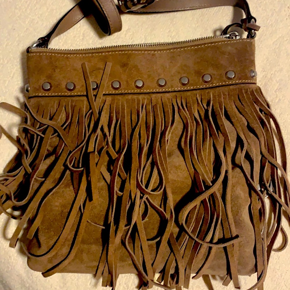 Michael Kors brown suede Crossbody fringe bag w/ dust bag